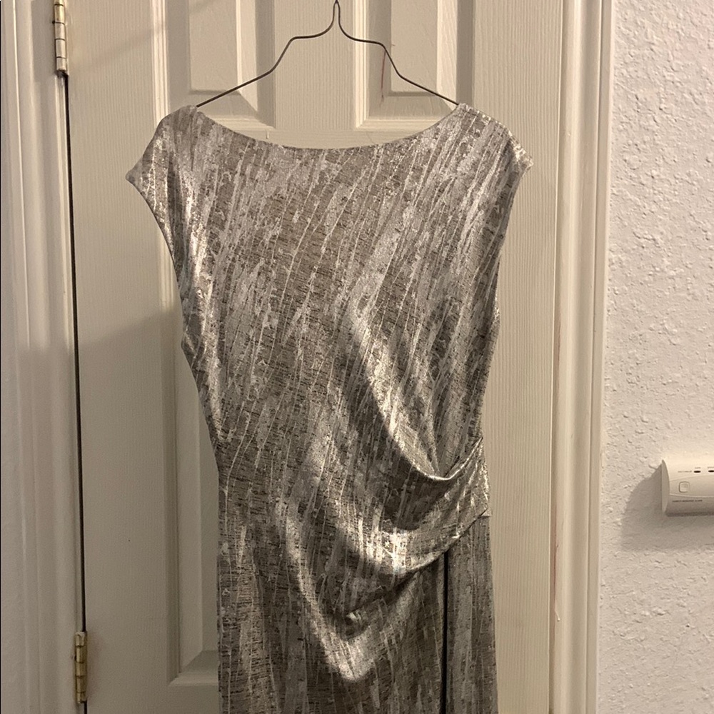 Connected Apparel Metallic Gray Asymmetrical Dress - image 8